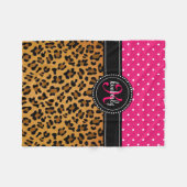 Elegantes Leopard-Druck-Rosa punktiert Girly Fleecedecke (Vorderseite (Horizontal))