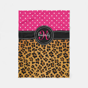 Elegantes Leopard-Druck-Rosa punktiert Girly Fleecedecke