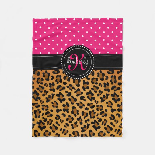 Elegantes Leopard-Druck-Rosa punktiert Girly Fleecedecke (Vorderseite)