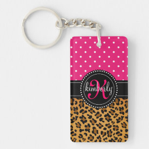 Elegantes Leopard-Druck-Rosa punktiert Girly Schlüsselanhänger