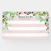 Elegantes Leopard Gold und rosa Vinyl Party Hinter Banner (Horizontal)