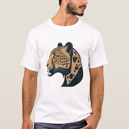 Elegantes Leopard Minimal Logo Design. T-Shirt (Vorderseite)