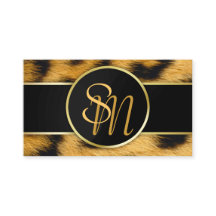 Elegantes Leopard Print Monogram - Visitenkarte