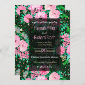 Elegantes Leopard Print Pink Blumengrün Design Einladung (Vorne/Hinten)