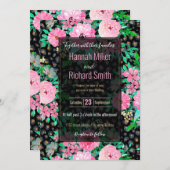 Elegantes Leopard Print & Pink Floral Black Design Einladung (Vorne/Hinten)