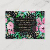 Elegantes Leopard Print & Pink Floral Black Design Visitenkarte (Rückseite)