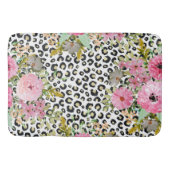 Elegantes Leopard Print und Blumendesign Badematte (Vorderseite)