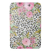 Elegantes Leopard Print und Blumendesign Badematte (Vorderseite Vertikal)