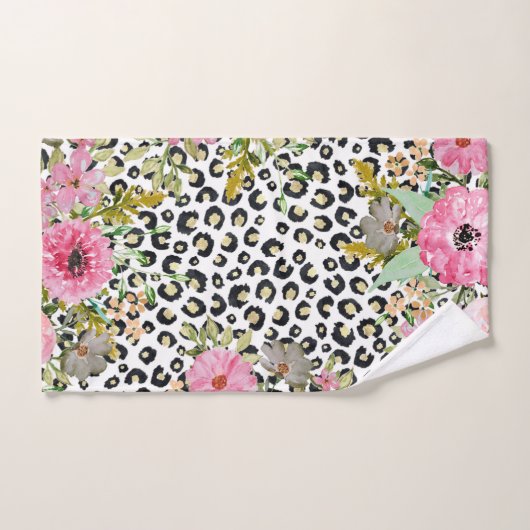 Elegantes Leopard Print und Blumendesign Badhandtuch Set (Handtuch)