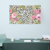 Elegantes Leopard Print und Blumendesign Banner (Messeveranstaltung)