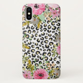 Elegantes Leopard Print und Blumendesign Case-Mate iPhone Hülle (Rückseite)