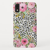 Elegantes Leopard Print und Blumendesign Case-Mate iPhone Hülle (Rückseite)