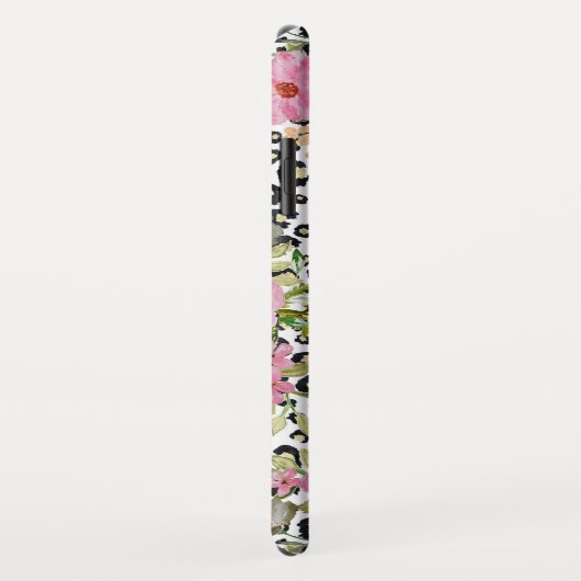 Elegantes Leopard Print und Blumendesign Case-Mate iPhone Hülle (Hinten/Rechts)