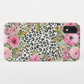 Elegantes Leopard Print und Blumendesign Case-Mate iPhone Hülle (Rückseite (Horizontal))