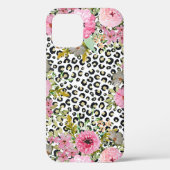 Elegantes Leopard Print und Blumendesign Case-Mate iPhone Hülle (Rückseite)