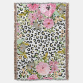 Elegantes Leopard Print und Blumendesign Decke (Vorderseite Vertikal)