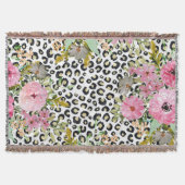 Elegantes Leopard Print und Blumendesign Decke (Vorderseite)