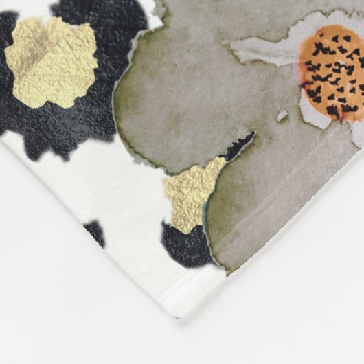 Elegantes Leopard Print und Blumendesign Fleecedecke (Ecke)
