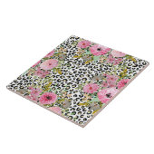Elegantes Leopard Print und Blumendesign Fliese (Seite)