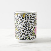 Elegantes Leopard Print und Blumendesign Kaffeetasse (Mittel)
