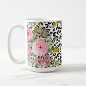 Elegantes Leopard Print und Blumendesign Kaffeetasse (Links)
