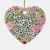 Elegantes Leopard Print und Blumendesign Keramik Ornament (Hinten)
