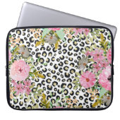 Elegantes Leopard Print und Blumendesign Laptopschutzhülle (Vorderseite)