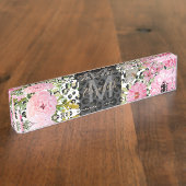 Elegantes Leopard Print und Blumendesign Namensplakette (Seite)