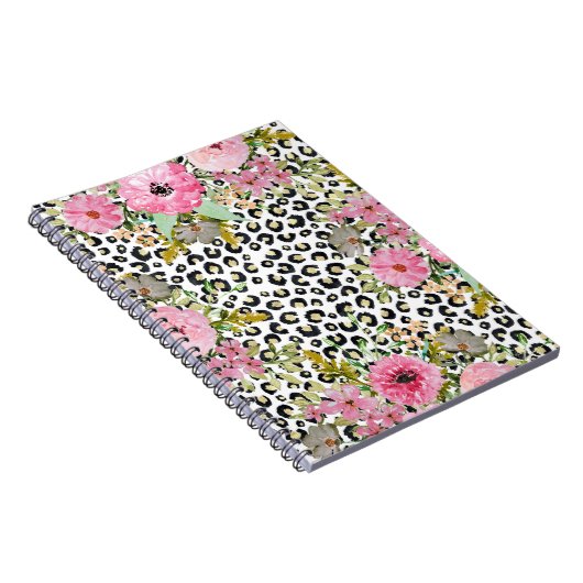 Elegantes Leopard Print und Blumendesign Notizblock (Rechte Seite)