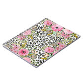 Elegantes Leopard Print und Blumendesign Notizblock (Linke Seite)