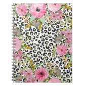 Elegantes Leopard Print und Blumendesign Notizblock (Vorderseite)