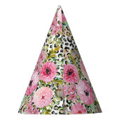 Elegantes Leopard Print und Blumendesign Partyhütchen (Rückseite)