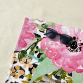 Elegantes Leopard Print und Blumendesign Strandtuch (Beispiel)