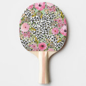 Elegantes Leopard Print und Blumendesign Tischtennis Schläger (Vorderseite)