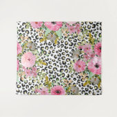 Elegantes Leopard Print und Blumendesign Wandteppich (Vorderseite (Horizontal))