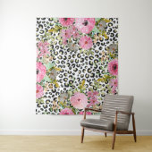Elegantes Leopard Print und Blumendesign Wandteppich (Beispiel)