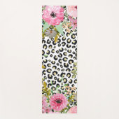 Elegantes Leopard Print und Blumendesign Yogamatte (Vorderseite)