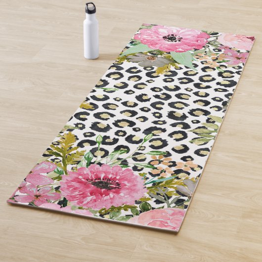 Elegantes Leopard Print und Blumendesign Yogamatte (Beispiel)