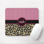 Elegantes Leopard Print und Polka Dot Monogram Mousepad (Mit Mouse)