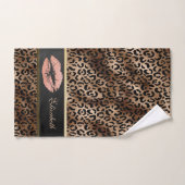 Elegantes Leopardenmuster Glitter Lippen Badhandtuch Set (Handtuch)