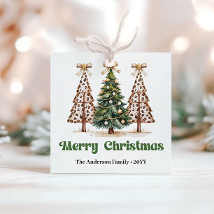 Elegantes Leopardenmuster-Weihnachten Personalisie Geschenkanhänger