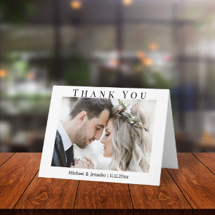 Elegantes Letterpress-Script, 2-Foto-Hochzeit Dankeskarte