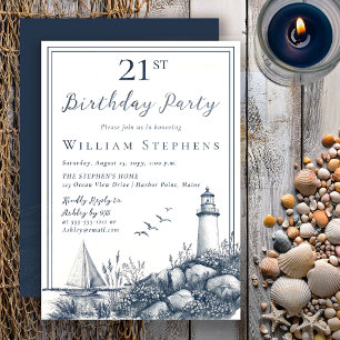Elegantes Leuchtturm-Jubiläum zum 21. Geburtstag Einladung