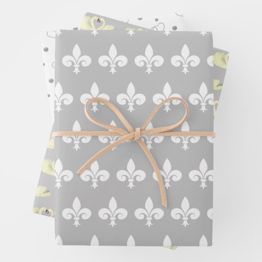 Elegantes Licht Silver Gray & White Wedding Geschenkpapier Set (Beispiel)