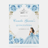 Elegantes Lichtblaues Florales Quinceañera-Willkom Acrylschild (Vorderseite)