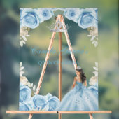 Elegantes Lichtblaues Florales Quinceañera-Willkom Acrylschild (Neutral)