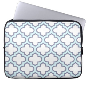 Elegantes Lichtblaues Marokkanisches Vierblattmust Laptopschutzhülle