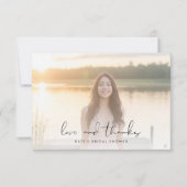 Elegantes Liebe & Dank Brautparty Foto Dankeskarte (Vorderseite)