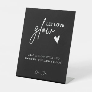 Elegantes Liebe-Glühen-Hochzeitsglanz-Stick-Zeiche Sockelschild