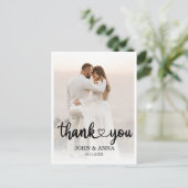Elegantes Liebe Heart Script Wedding Foto Postkarte (Stehend Vorderseite)